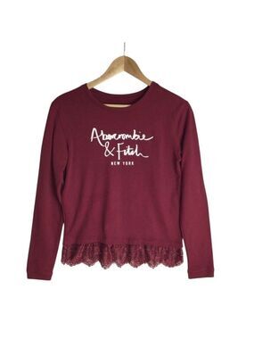Abercrombie & Fitch Sweatshirt crew neck long sleeves lace embellishments small